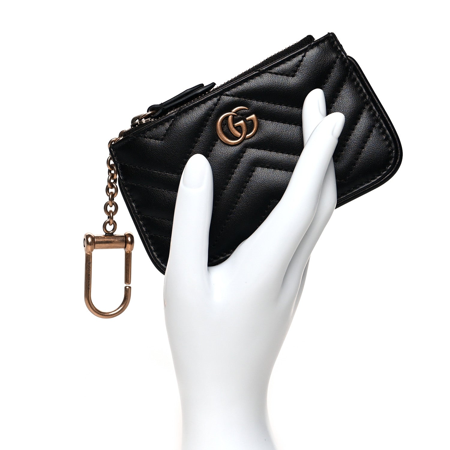 Gucci Calfskin Matelasse GG Marmont Key Case Black 2 of 9
