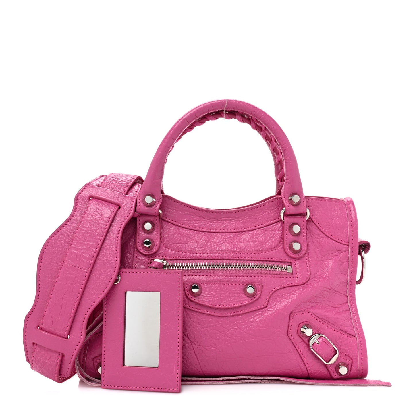 Agneau Silver Hardware Mini City Rose Flamingo