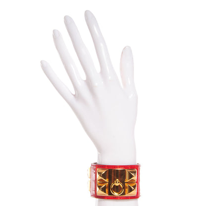 Hermes Shiny Alligator Collier De Chien CDC Bracelet S Geranium 2 of 7