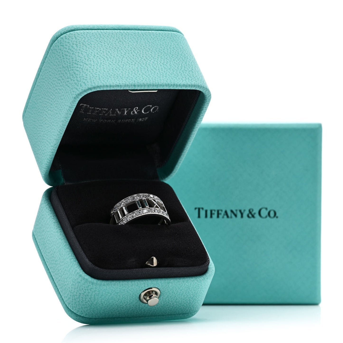 18K White Gold Diamond Wide Atlas Open Ring 50 5.5