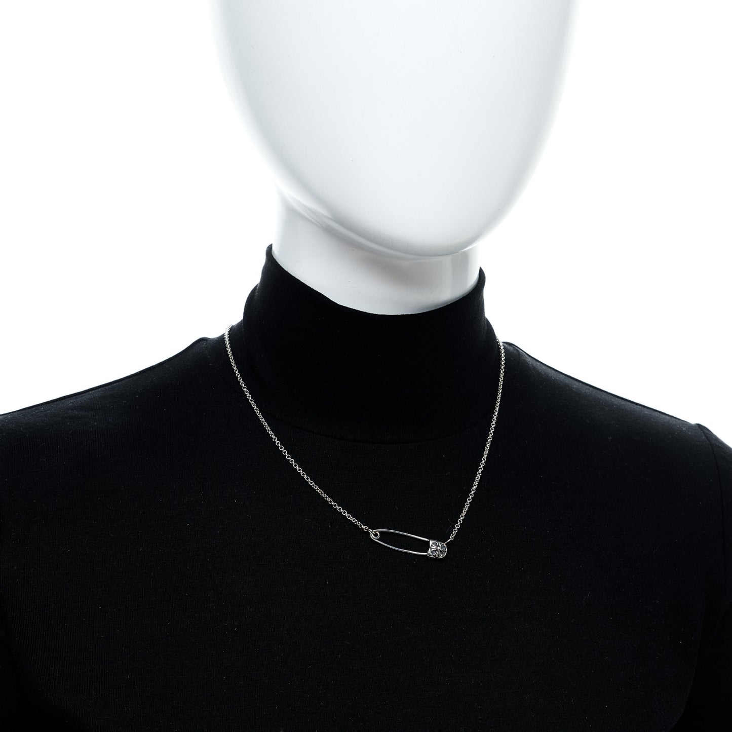 Sterling Silver Safety Pin Pendant Necklace