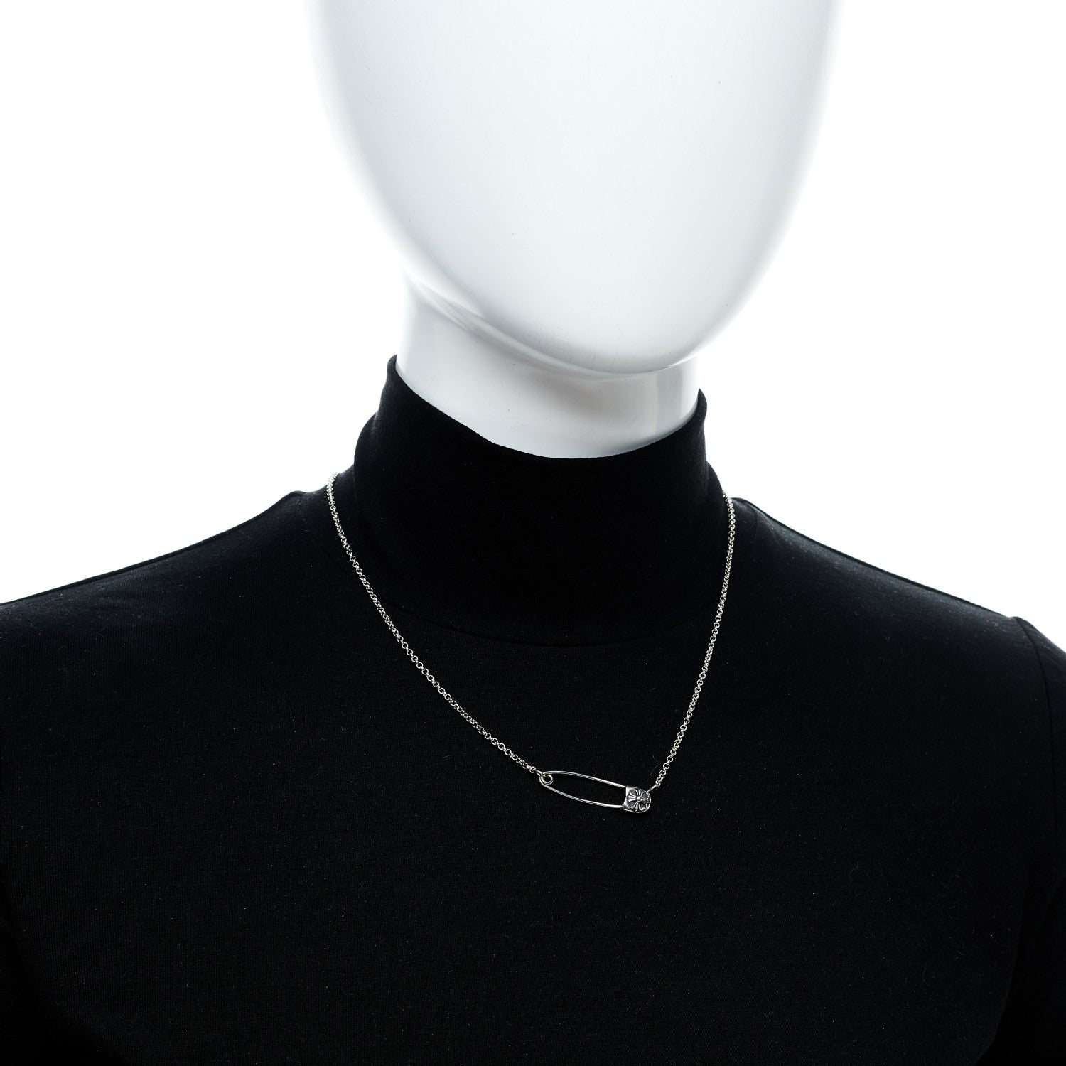 Chrome Hearts Sterling Silver Safety Pin Pendant Necklace 2 of 5
