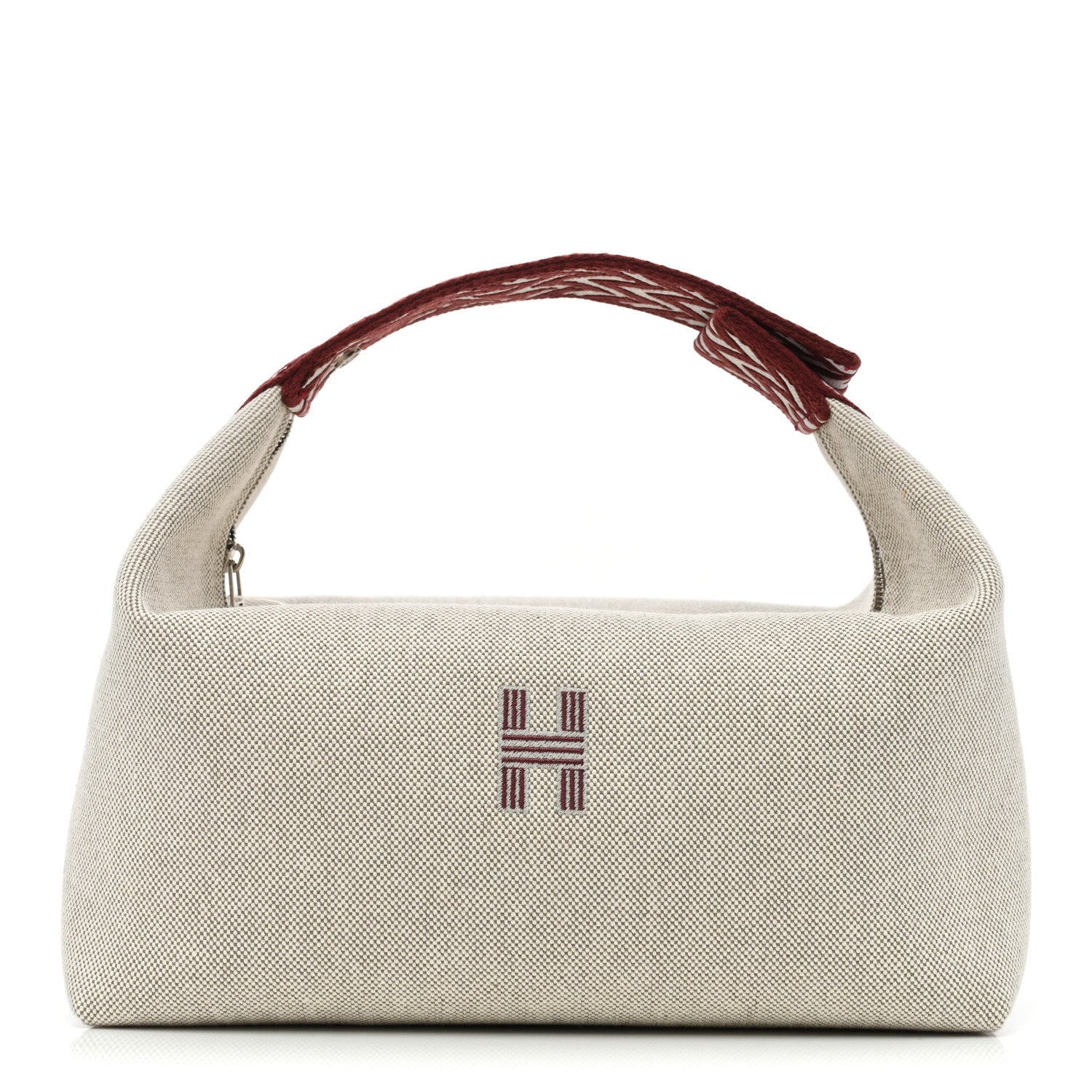 Hermes Canvas Large Bride-A-Brac Pouch Natural Rouge H 1 of 6