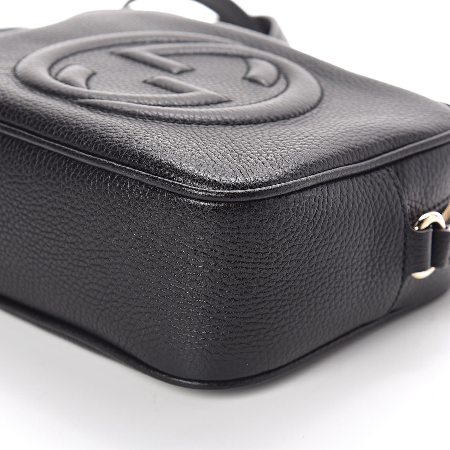 Pebbled Calfskin Small Soho Disco Bag Black