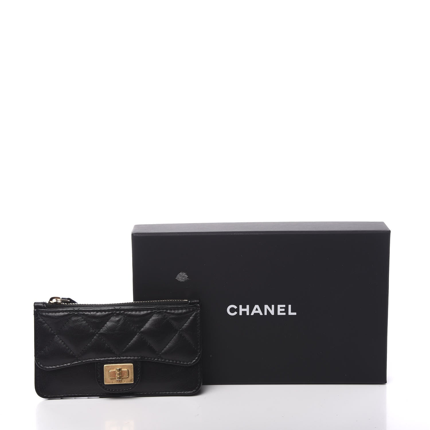 Chanel Aged Calfskin Quilted Reissue Flap Zip Card Holder Black 7 of 7