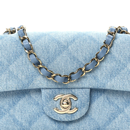 Chanel Printed Denim Quilted Mini Rectangular Flap Light Blue 9 of 12