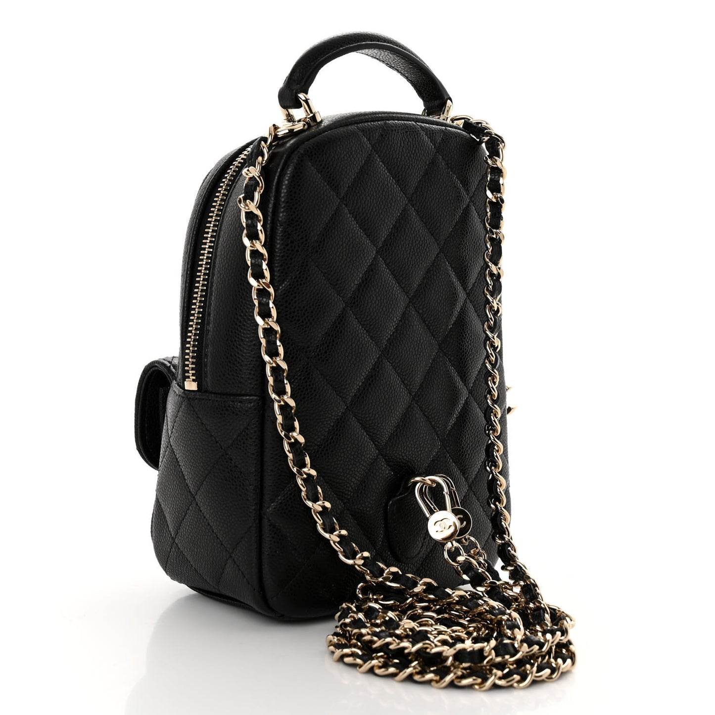 Caviar Quilted CC Mini Classic Backpack Black