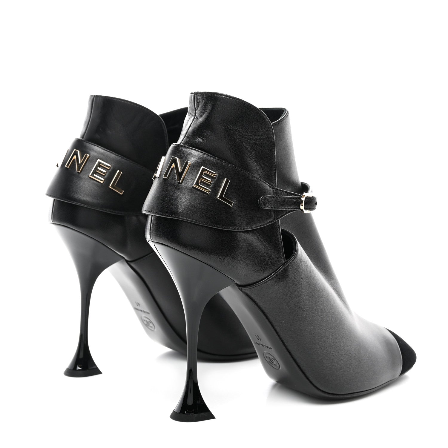 Chanel Lambskin Velvet Cap Toe Ankle Boots 41 Black 4 of 10