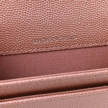 Chanel Metallic Caviar Chevron Quilted Vintage Mademoiselle Flap Card Holder Pink 7 of 9