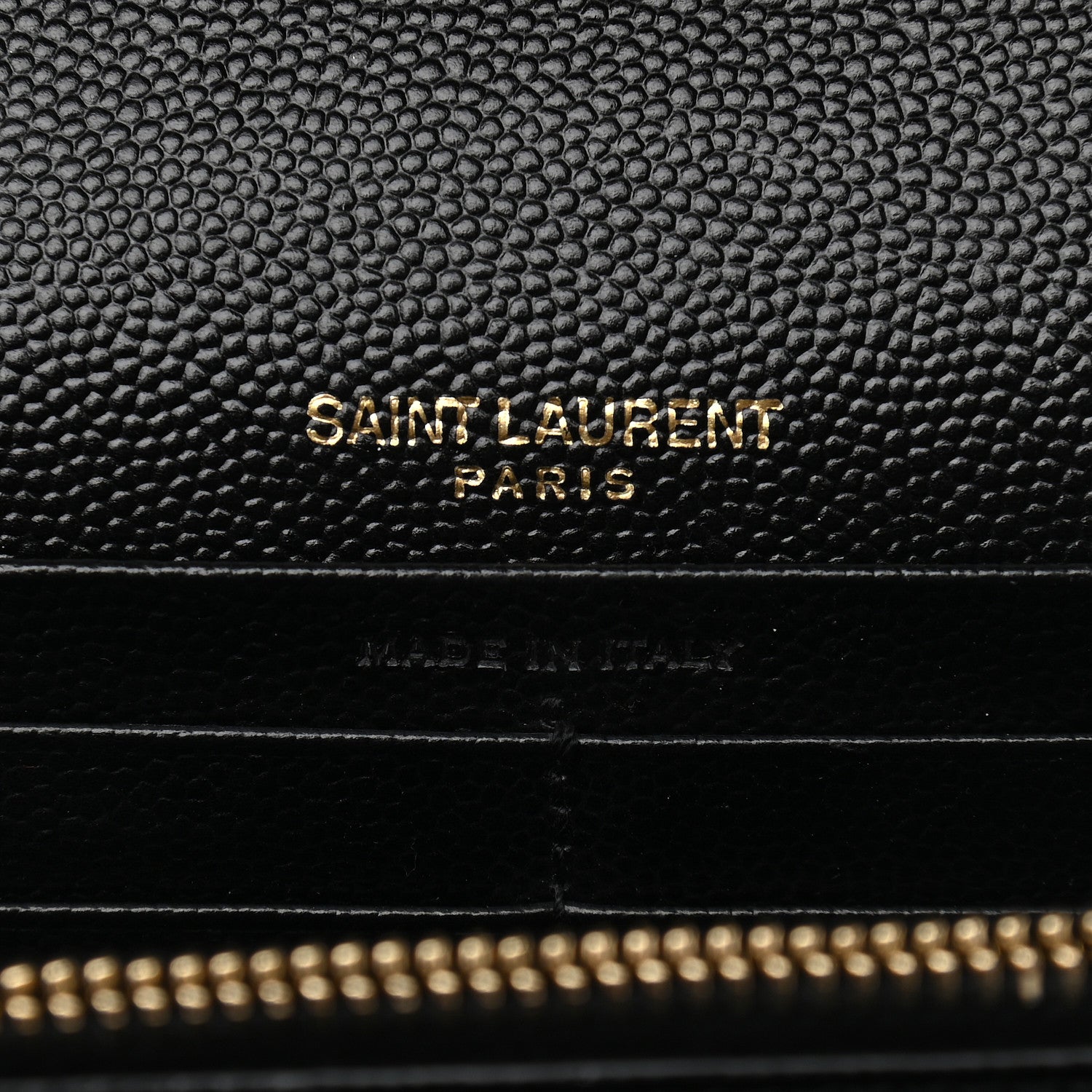 Saint Laurent Grain De Poudre Matelasse Chevron Monogram Chain Wallet Black 6 of 10