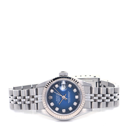 Rolex Stainless Steel 18K White Gold Diamond 26mm Oyster Perpetual Datejust Watch Blue Gradient 79174 3 of 8