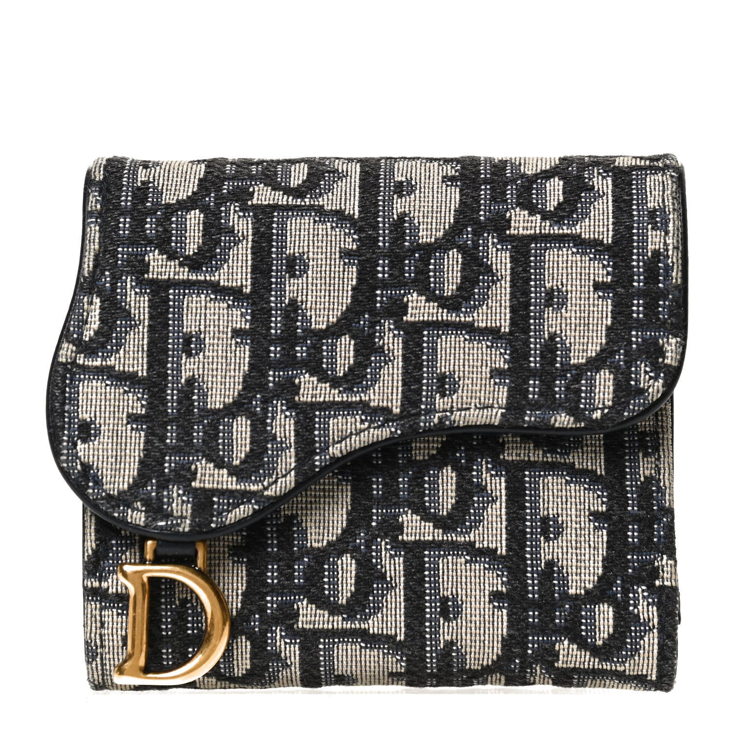 Christian Dior Oblique Saddle Lotus Wallet Blue 1 of 10
