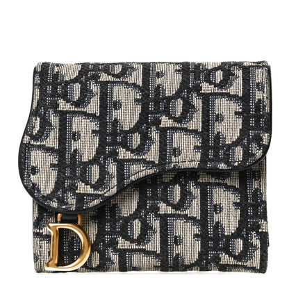 Christian Dior Oblique Saddle Lotus Wallet Blue 1 of 10