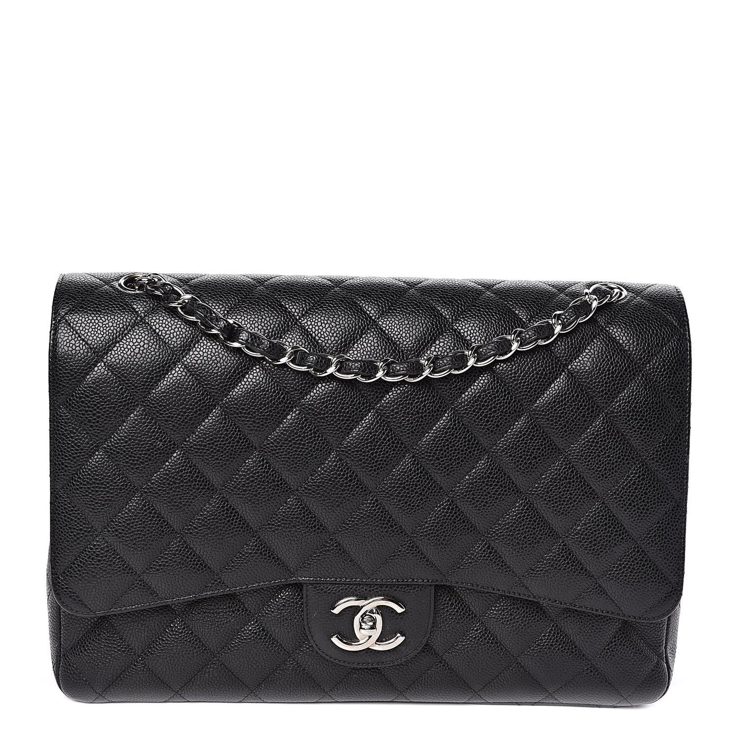 Caviar Quilted Maxi Double Flap Black