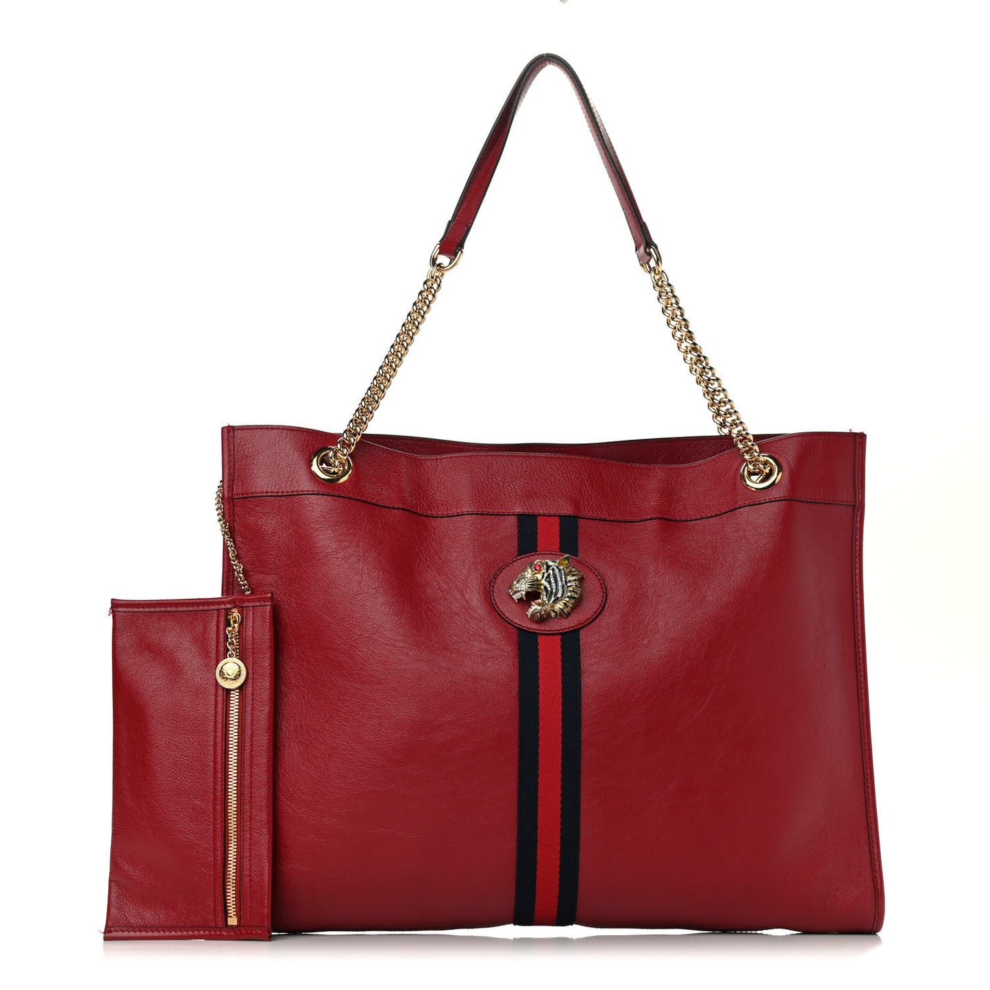 Calfskin Large Rajah Chain Tote Romantic Cherry