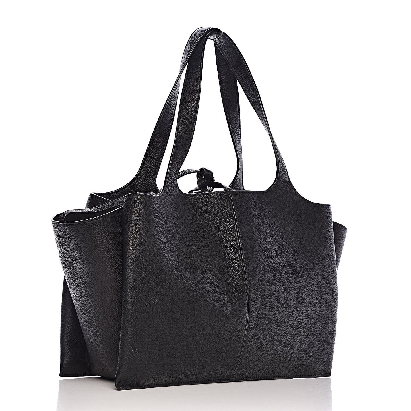 Baby Grained Calfskin Medium Tri-Fold Bag Black