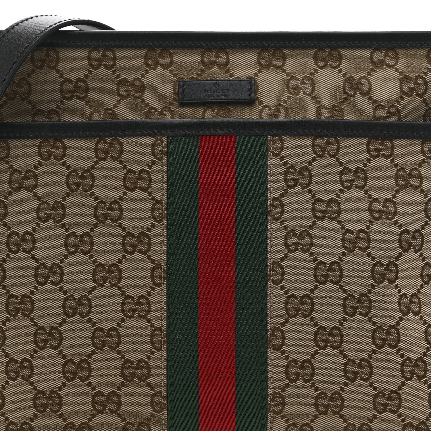 Gucci GG Monogram Web Flat Messenger Bag Black 8 of 10