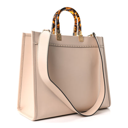 Fendi Vitello King Plexiglass Logo Embossed Medium Fendi Sunshine Shopper Tote Light Rose 3 of 9