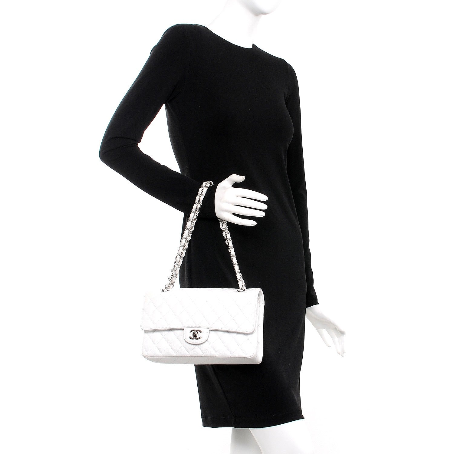 Chanel Caviar Quilted Medium Double Flap White 3 of 11