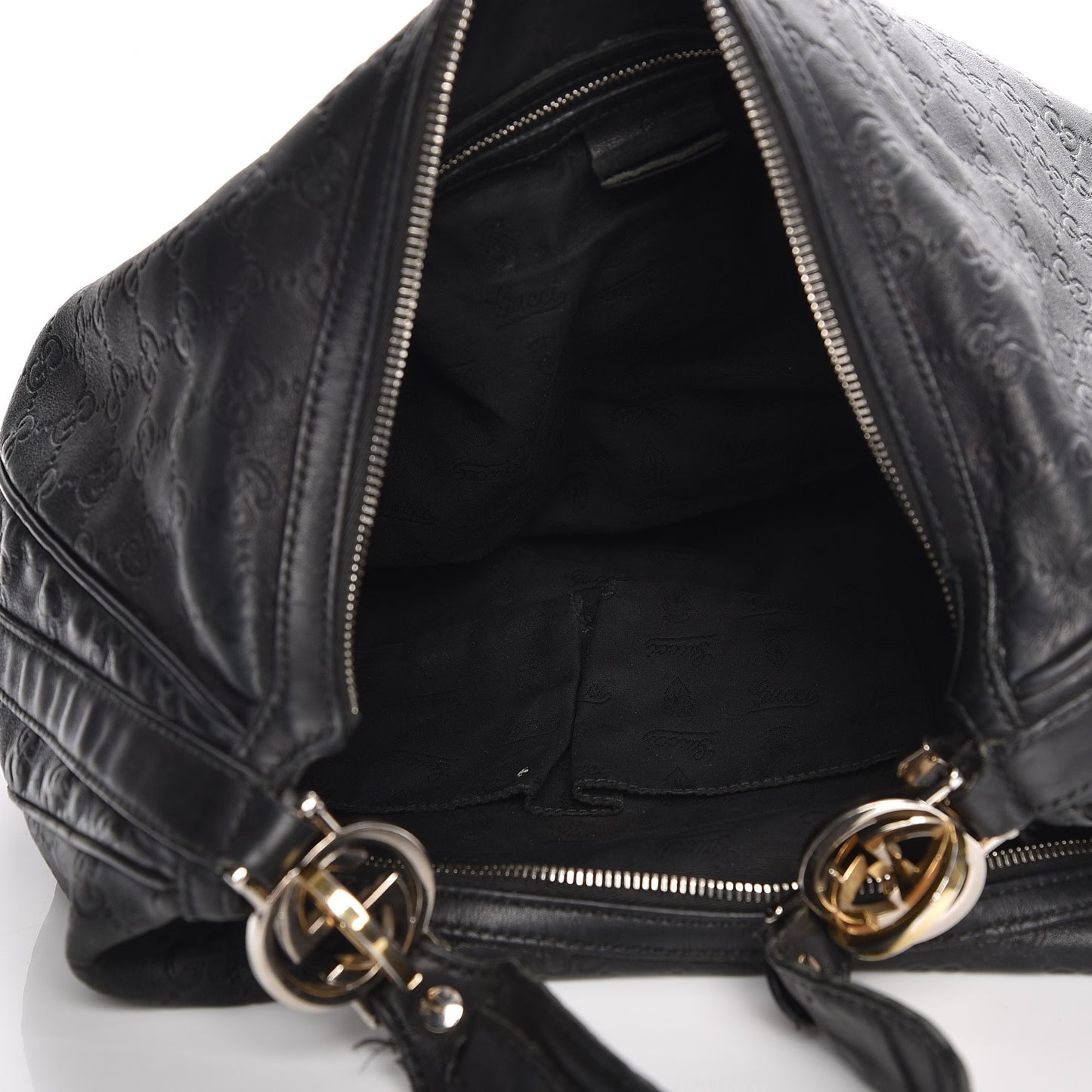 Guccissima Large GG Twins Hobo Black