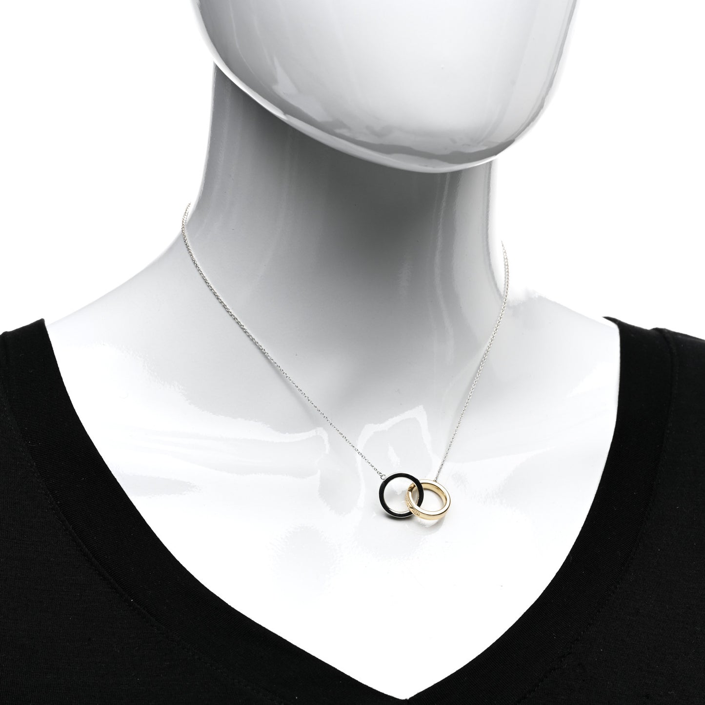 Sterling Silver 18K Yellow Gold 1837 Interlocking Circles Pendant Necklace