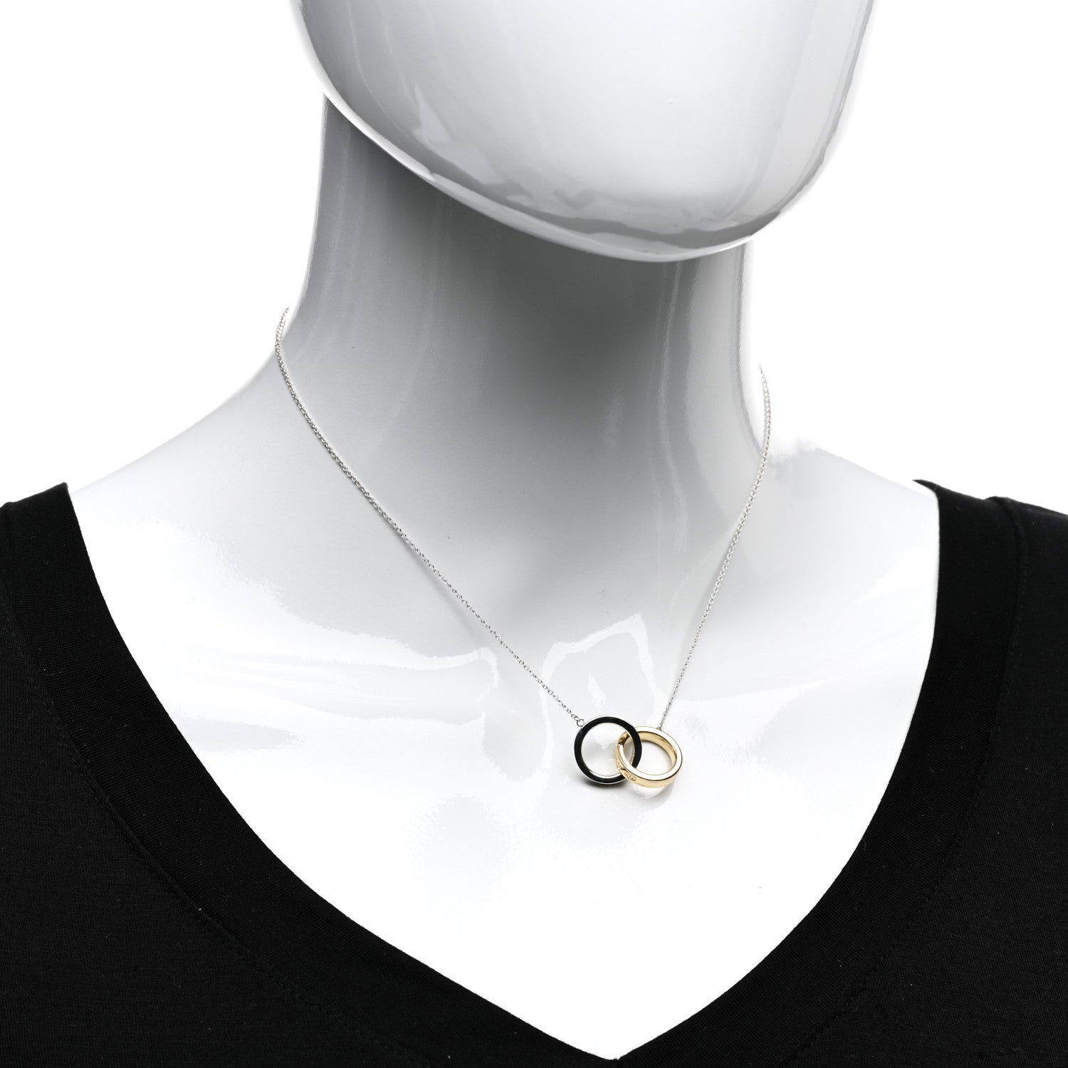 Tiffany Sterling Silver 18K Yellow Gold 1837 Interlocking Circles Pendant Necklace 2 of 4