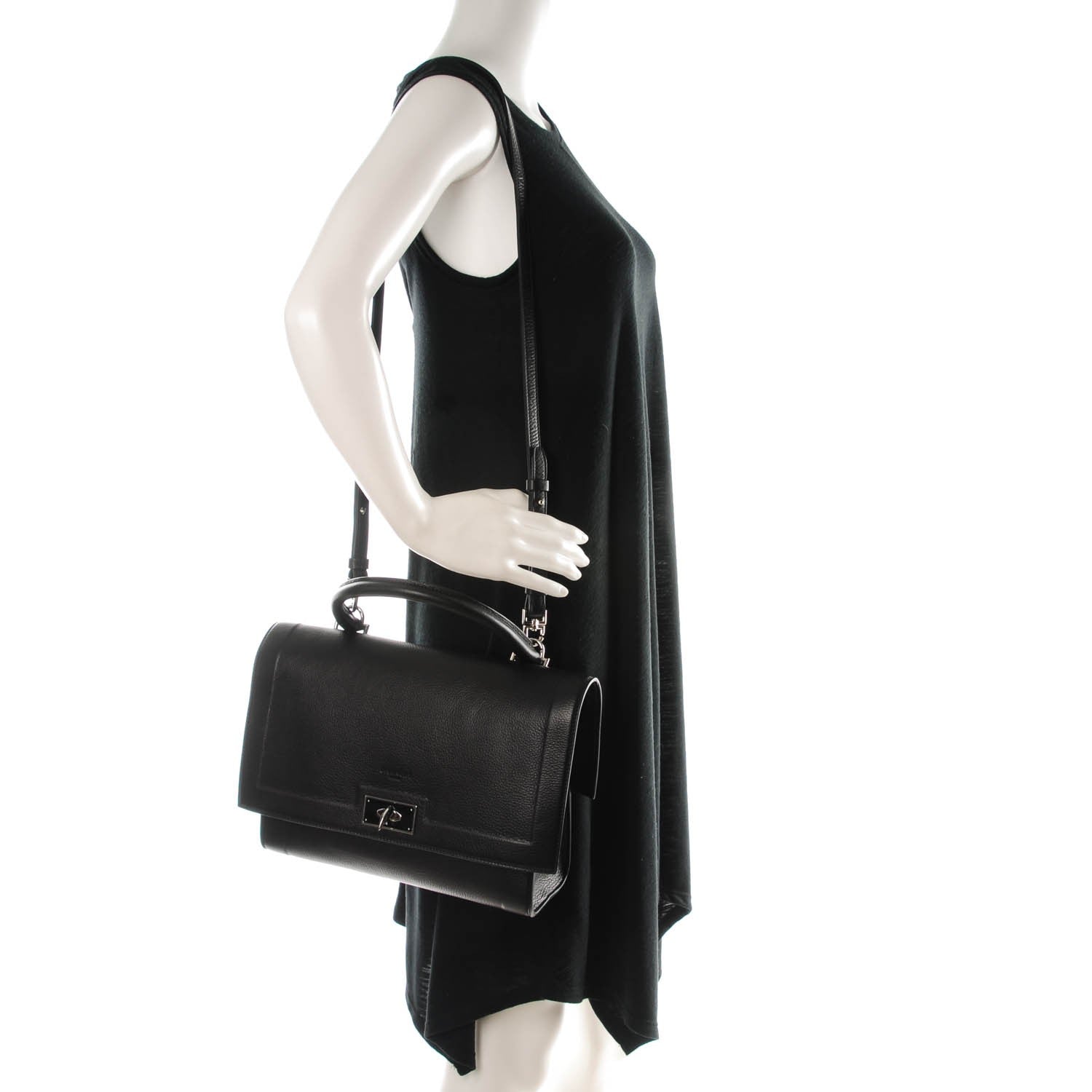 Givenchy Grained Calfskin Small Shark Lock Satchel Black 2 of 6