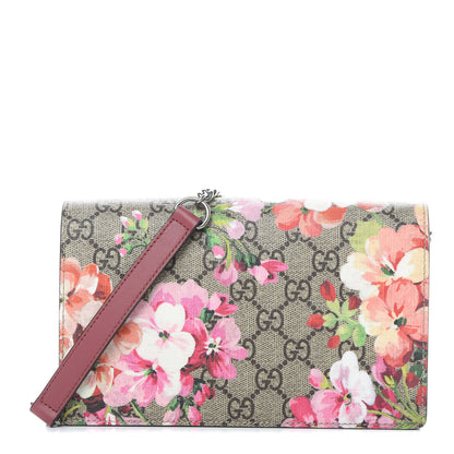 Gucci GG Supreme Monogram Blooms Chain Wallet Beige Multicolor Dry Rose 1 of 11