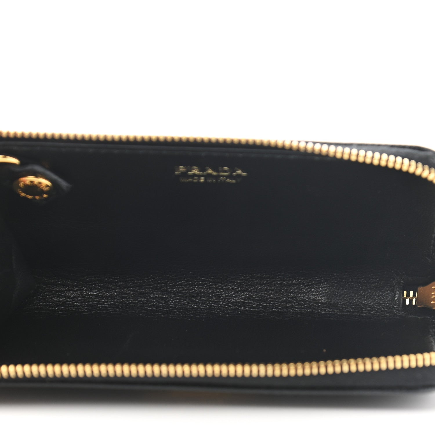 Prada Saffiano Metal Zip Around Key Holder Black 5 of 8