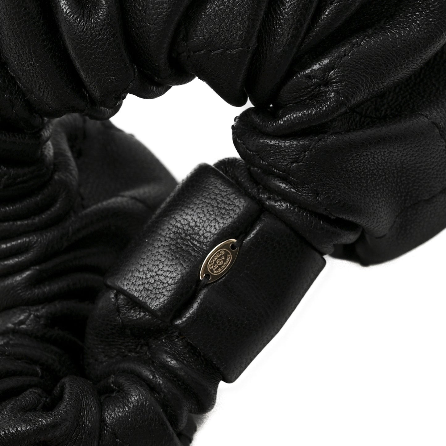 Lambskin Quilted CC Hair Scrunchie Black