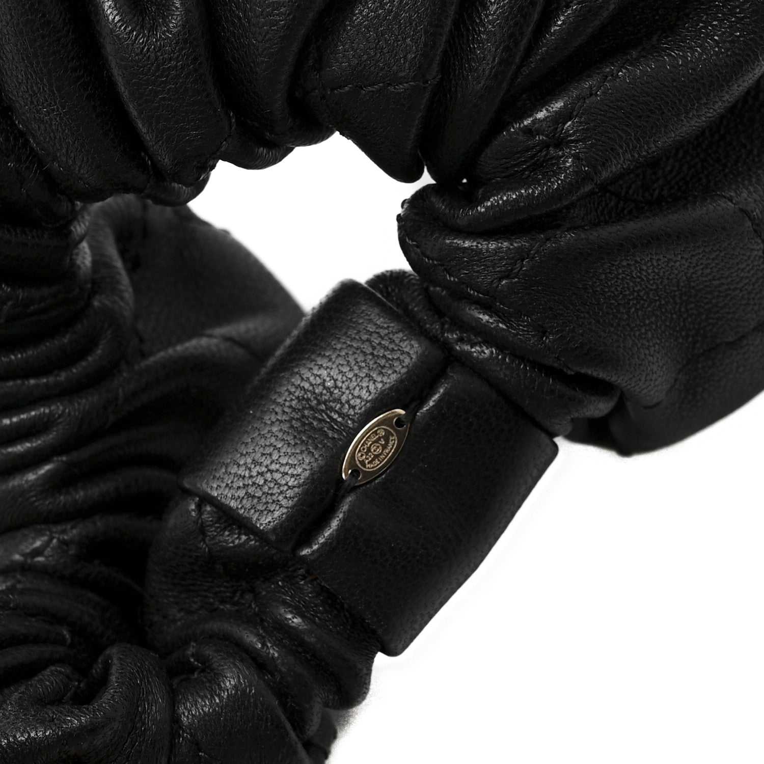 Chanel Lambskin Quilted CC Hair Scrunchie Black 3 of 4