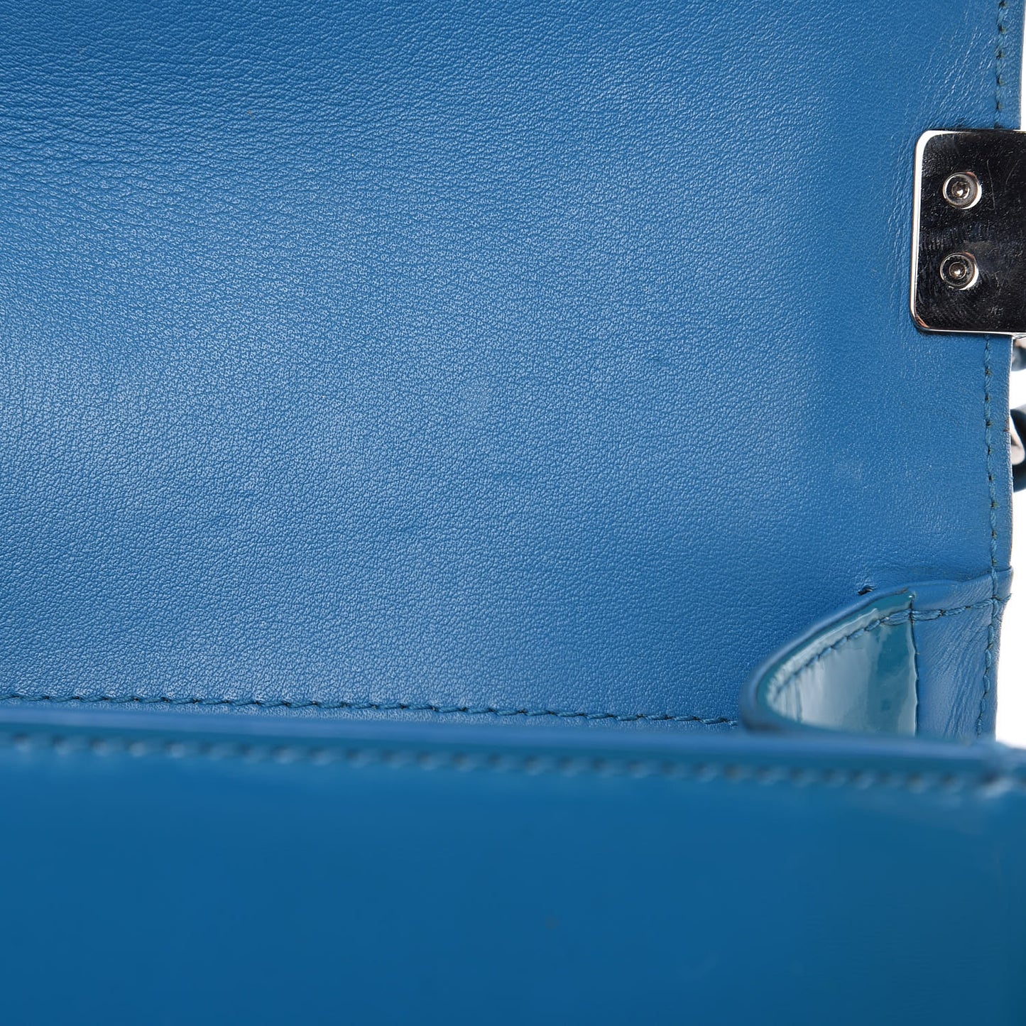 Patent Calfskin Medium Plexiglass Boy Flap Blue