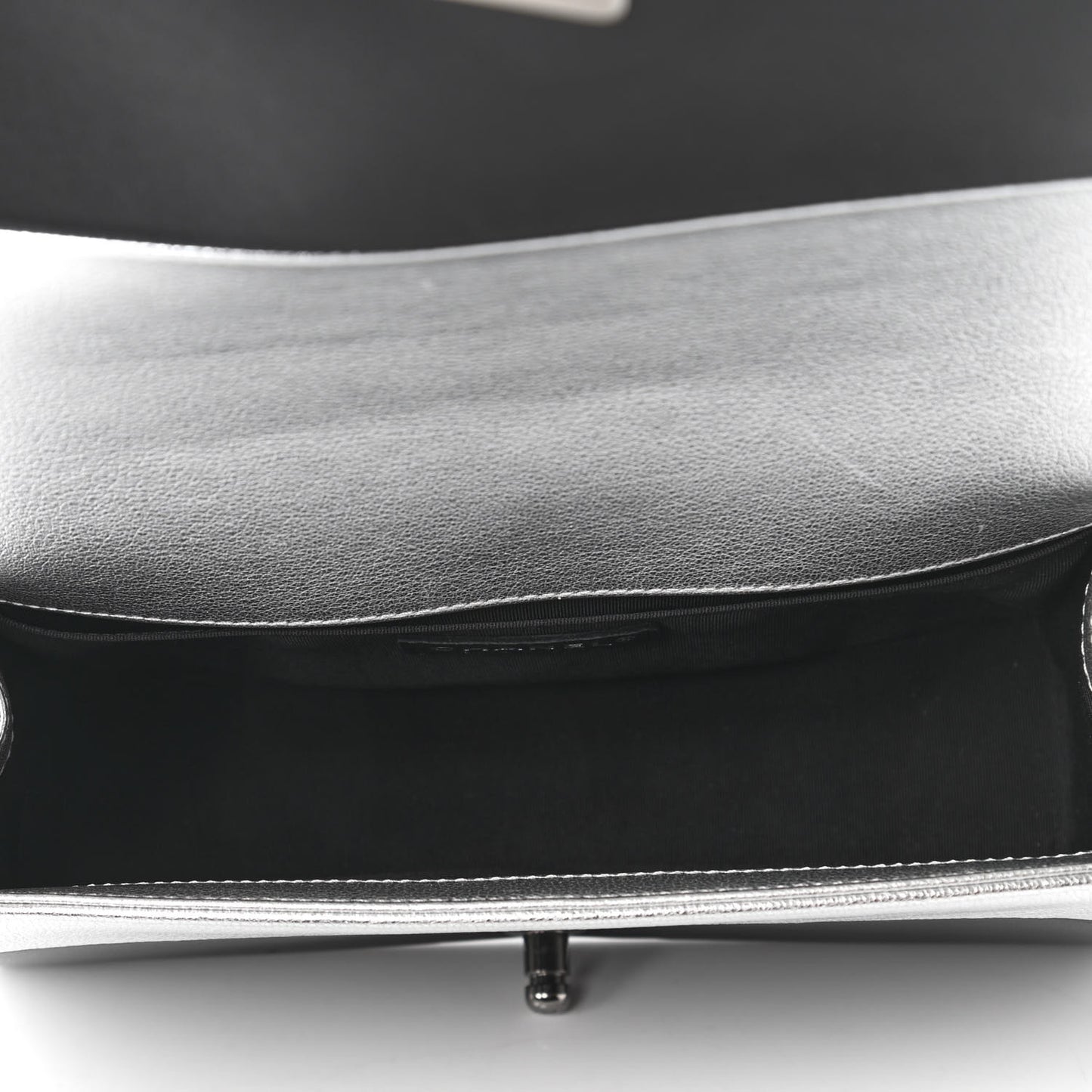 Metallic Goatskin Calfskin Medium Boy Flap Silver Black