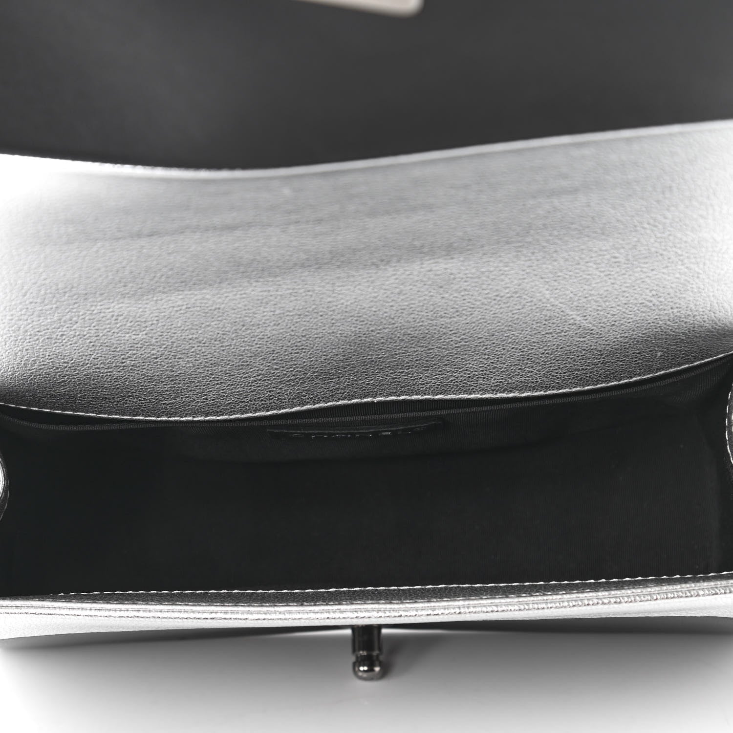 Chanel Metallic Goatskin Calfskin Medium Boy Flap Silver Black 5 of 11