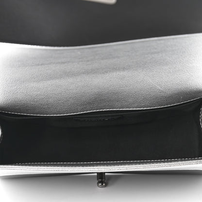 Chanel Metallic Goatskin Calfskin Medium Boy Flap Silver Black 5 of 11