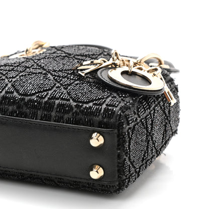 Christian Dior Lambskin Cannage Beaded Embroidery Micro Lady Dior Black 10 of 10