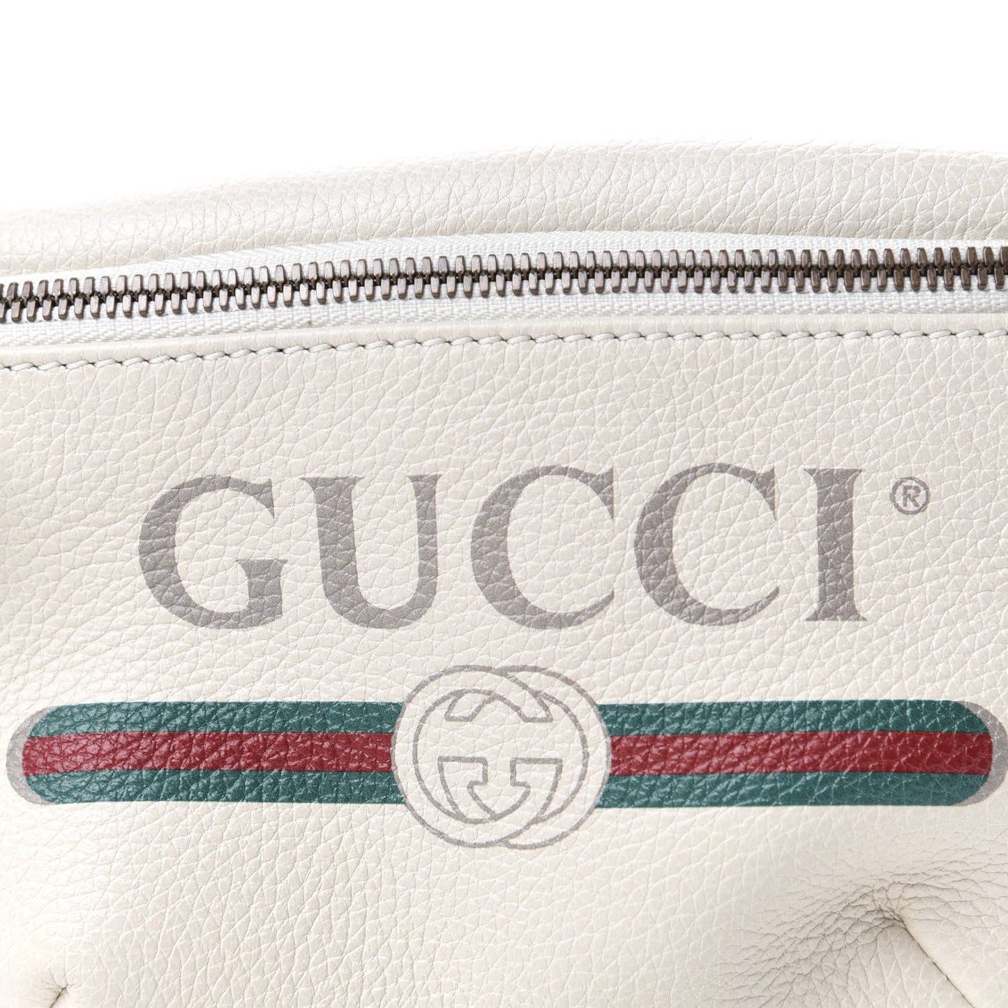 Grained Calfskin Small Logo Belt Bag White