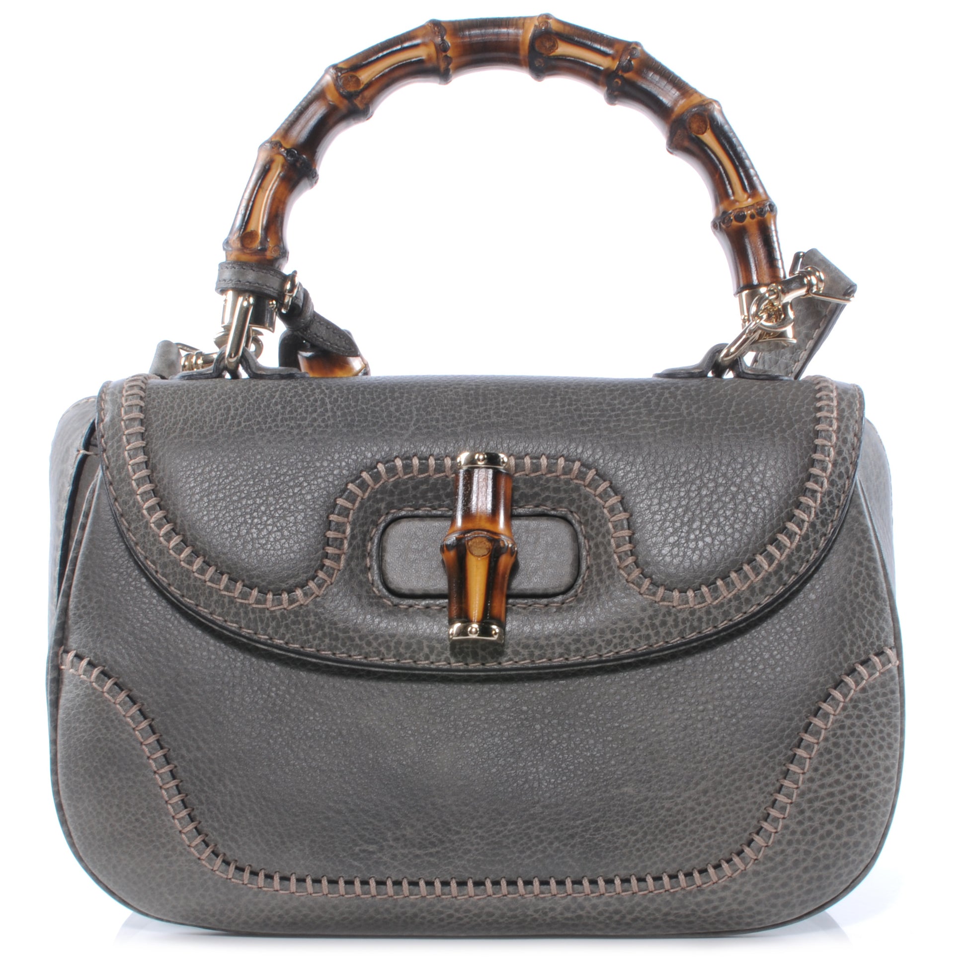 Gucci Leather New Bamboo Medium Top Handle Bag 1 of 7