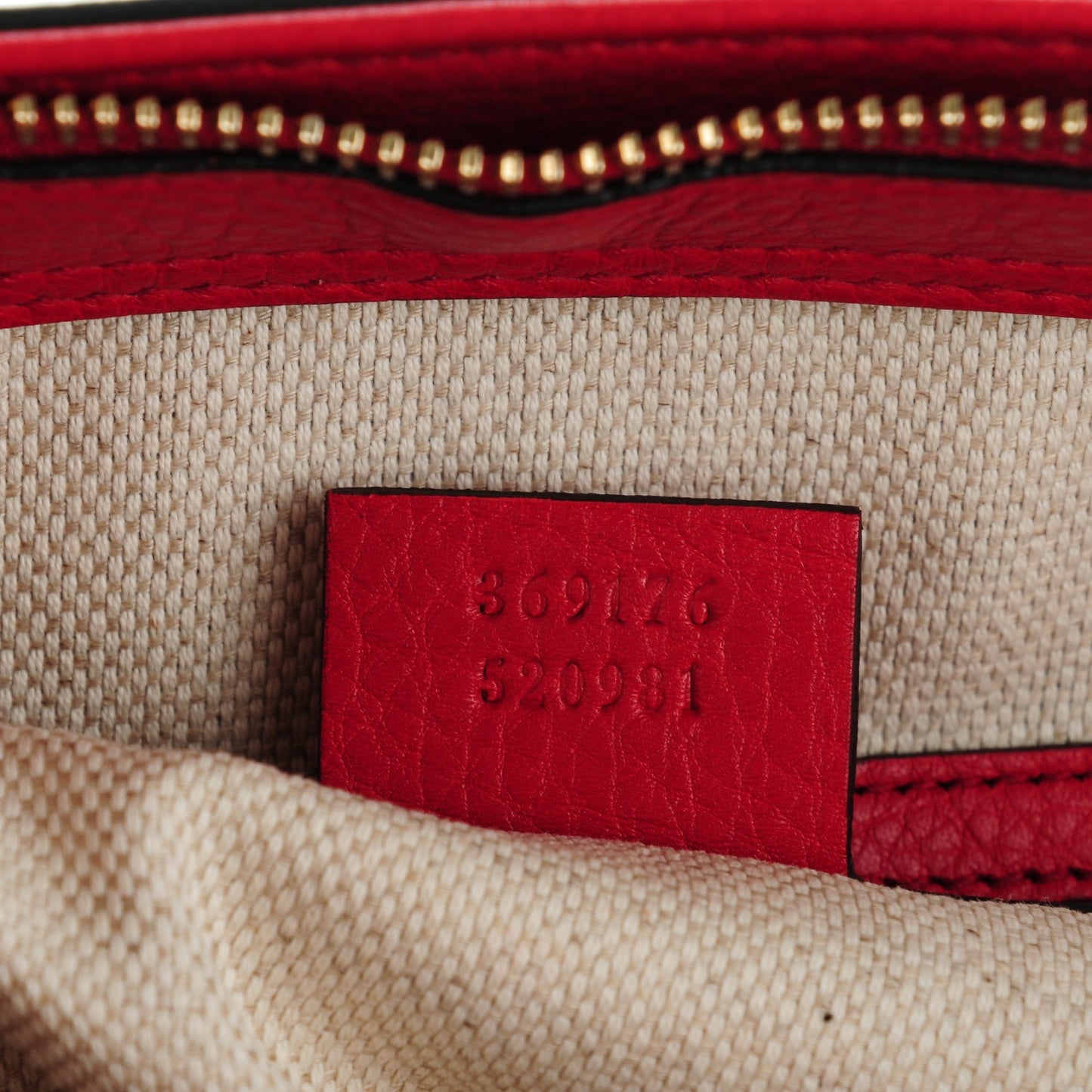 Pebbled Calfskin Small Soho Top Handle Bag Red