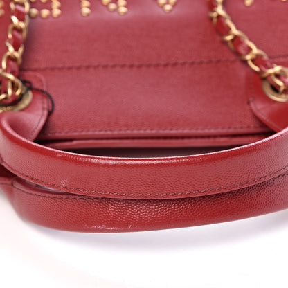 Chanel Caviar Small Studded Deauville Tote Red 9 of 18