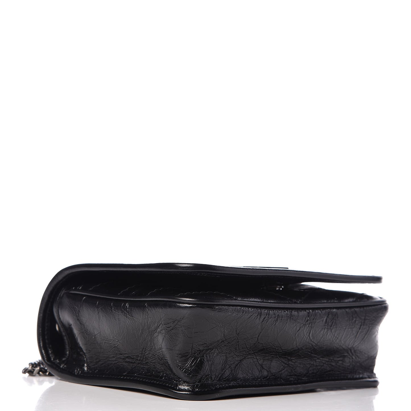 Crinkled Calfskin Matelasse Monogram Niki Chain Wallet Black
