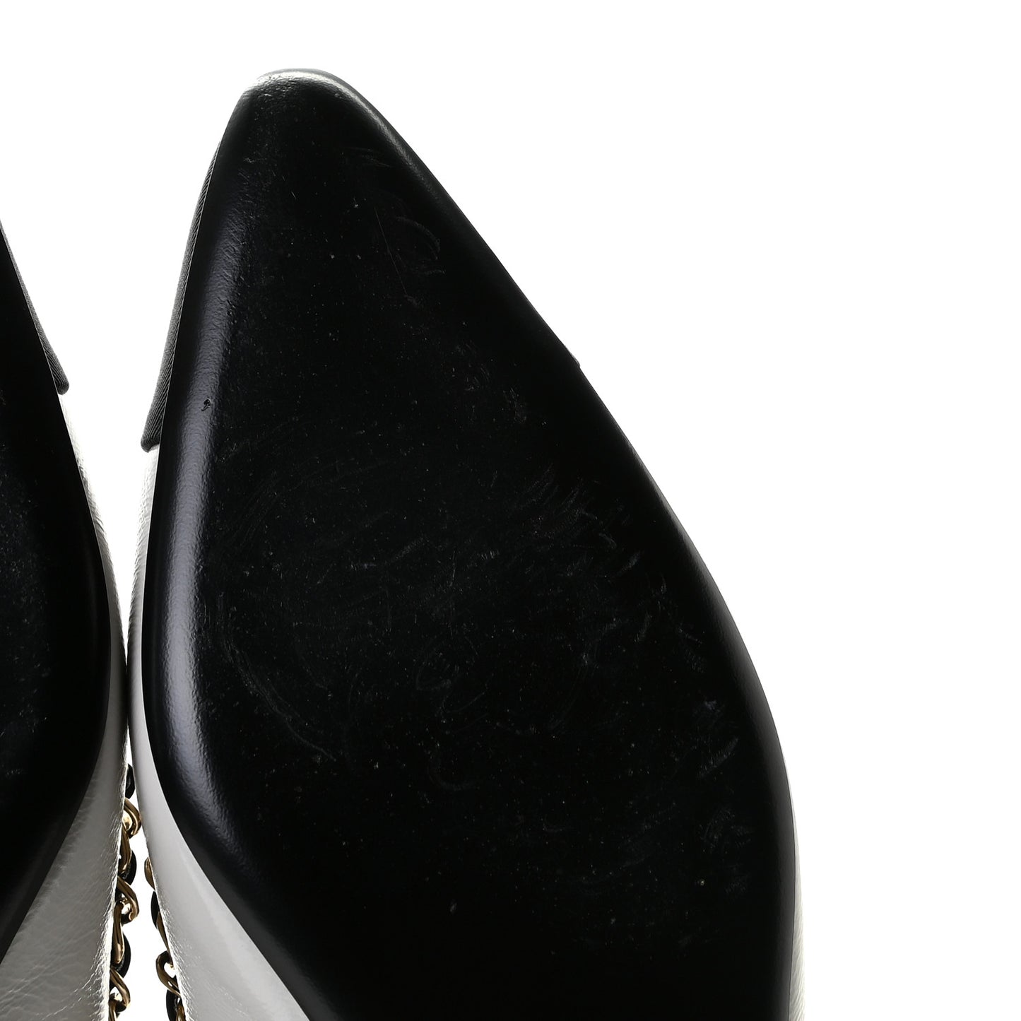 Lambskin Grosgrain Chain Cap Toe Flats 40 Grey Black