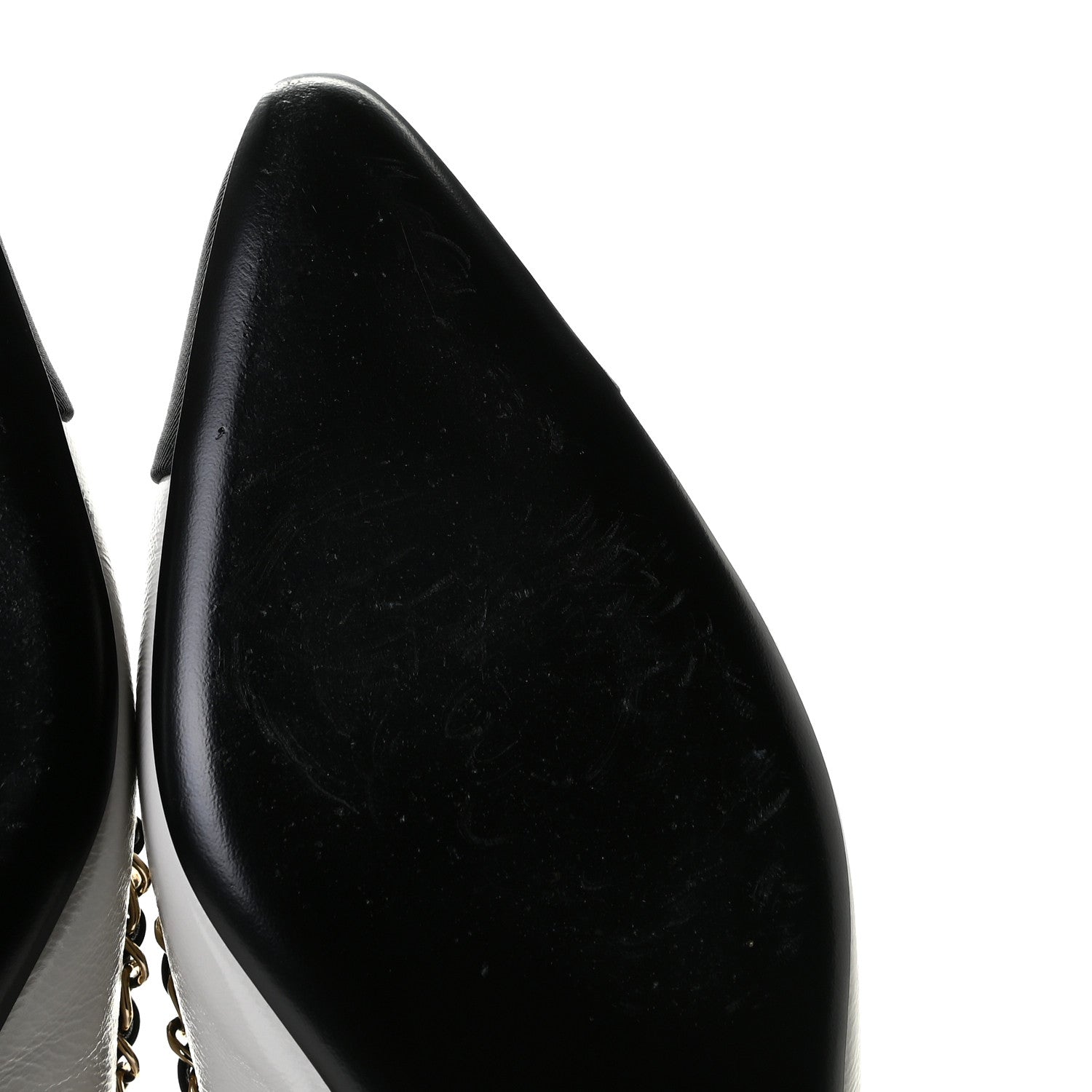 Chanel Lambskin Grosgrain Chain Cap Toe Flats 40 Grey Black 9 of 13