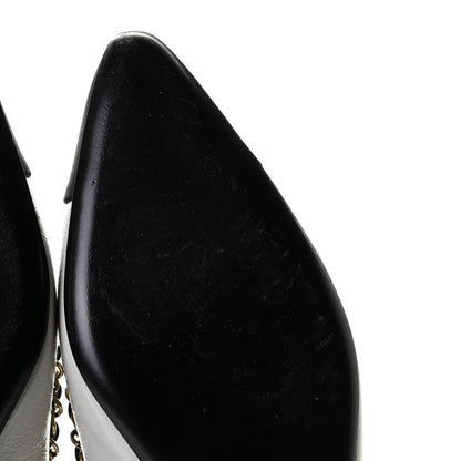 Chanel Lambskin Grosgrain Chain Cap Toe Flats 40 Grey Black 9 of 13