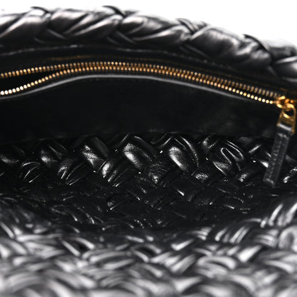 Bottega Veneta Calfskin Foulard Intreccio Kalimero Città Shoulder Bag Black 5 of 10