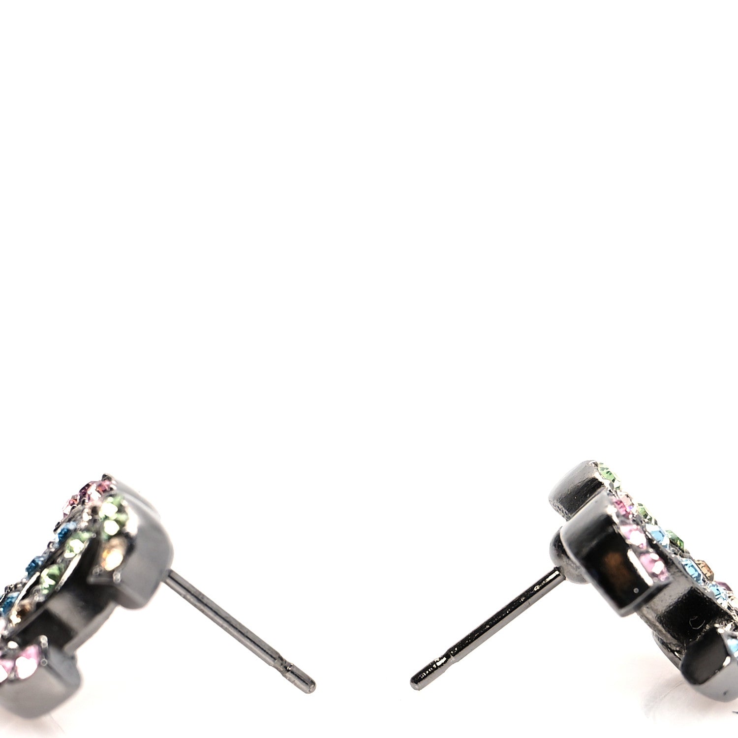 Chanel Ruthenium Crystal CC Earrings Multicolor 3 of 4