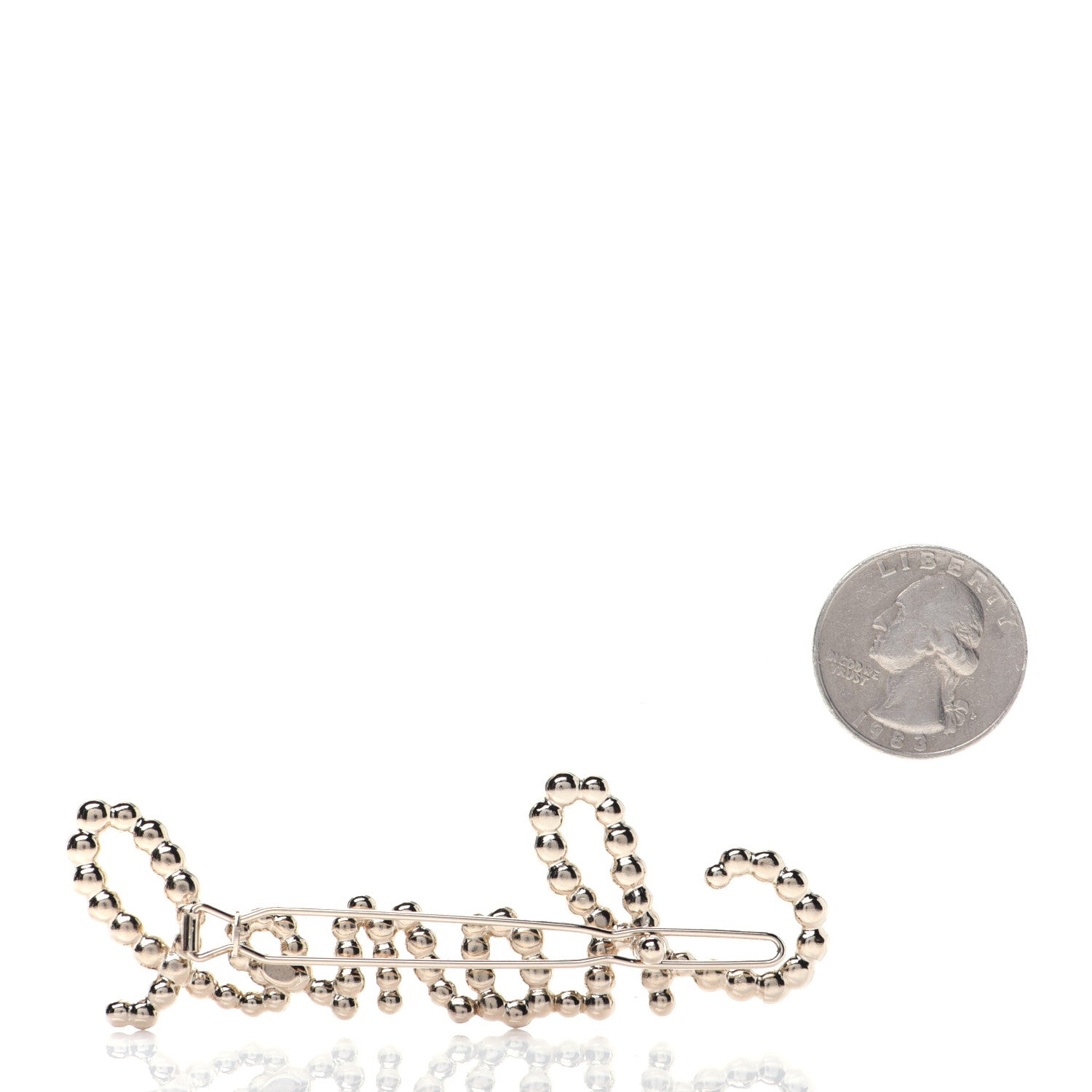 Chanel Metal Glass Swirling Pearls Hair Clip Gold 2 of 5
