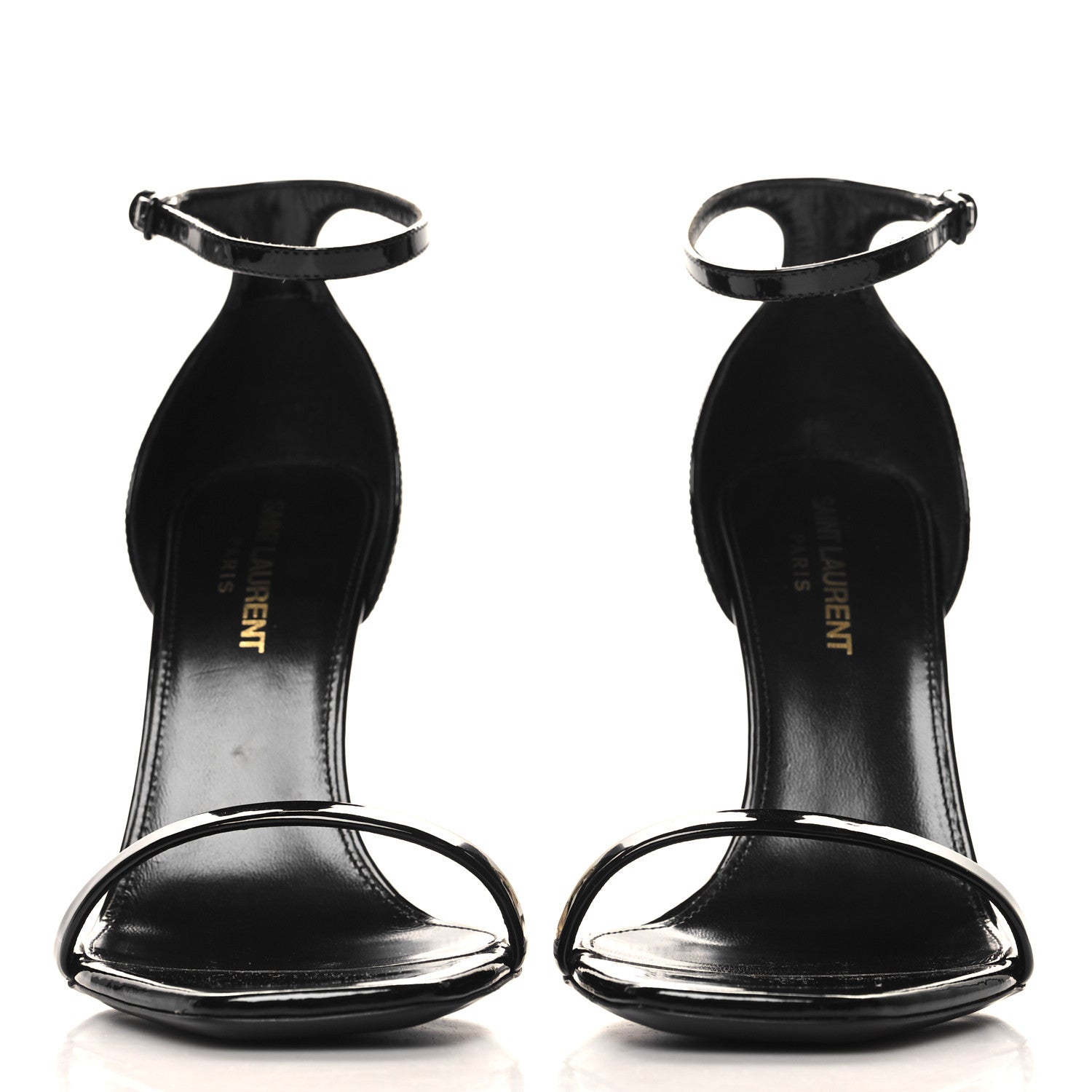Saint Laurent Patent Calfskin Opyum 110 Sandals 36.5 Black Gold 3 of 10