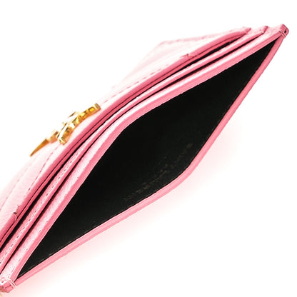Saint Laurent Grain De Poudre Matelasse Chevron Monogram Credit Card Case Pink 5 of 6