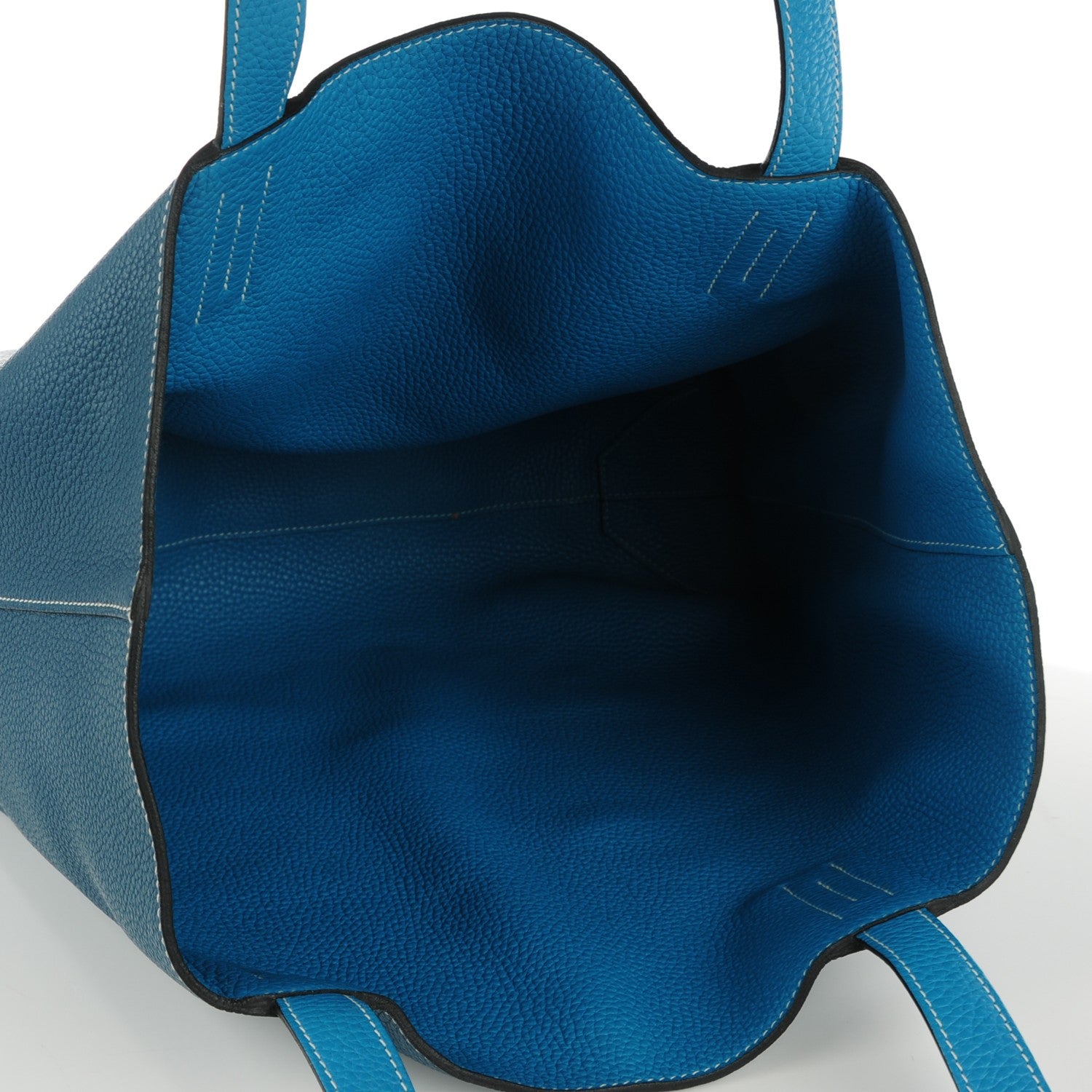 Hermes Taurillon Clemence Double Sens 45 Reversible Tote Colvert Turquoise 6 of 8